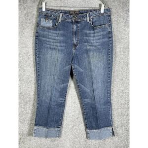 Kikit Straight Leg Cropped Jeans Womens Size‎ 16 Stretch Blue Denim 5 Pocket